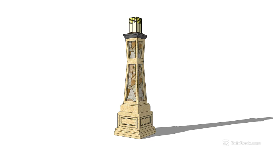 Outdoor Garden Light with Tall Decorative Stone Tower Design and Classic Exterior Finish 3d model 