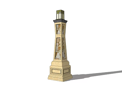 Outdoor Garden Light with Tall Decorative Stone Tower Design and Classic Exterior Finish 3d model