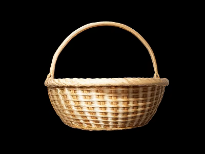 Wooden basket Woven basket Vegetable basket Flower basket Old era artifacts 3d model