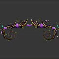 Fantasy Character's Decorative Bow With Purple Green Vines Flower And Gems