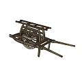 Rustic Wooden Garden Cart With Wheel And Frame For Outdoor Decor