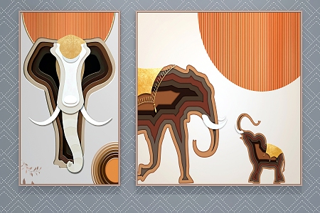 Light Luxury Decorative Painting Abstract Decorative Painting Elephant Decorative Painting 3d model