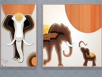 Light Luxury Decorative Painting Abstract Decorative Painting Elephant Decorative Painting 3d model