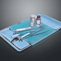 Medical Instrument Tray With Syringe Scalpel Medicine Bottles And Tools