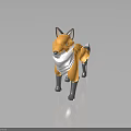 Orange And Gray Fox Character 3D Model Toy Style Detailed Design Figure