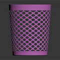 Pink Plastic Trash Can with Perforated Dot Design for Home Use as Daily Necessities