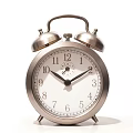 Vintage Metallic Alarm Clock With Double Bells White Dial And Black Hands