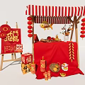 New Year Booth Spring Festival Booth Lantern Ornaments Fish Lamp Firecrackers Ornaments 3d model