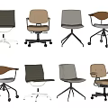 Various Modern Office Chairs With Leather Seats Wheels Metal Bases And Wooden Arms