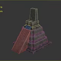 Ancient Style Stone Stepped Tower With Multi Layered Structure And Top Platform 3d model