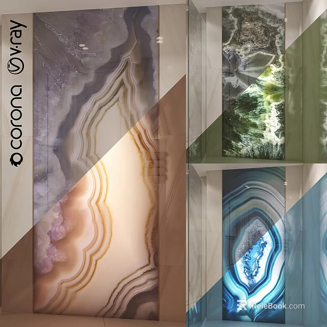 Agate Texture Decorative Components For Interior Design With Colorful Layered Patterns 3d model 