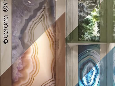 Agate Texture Decorative Components For Interior Design With Colorful Layered Patterns 3d model