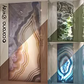 Agate Texture Decorative Components For Interior Design With Colorful Layered Patterns