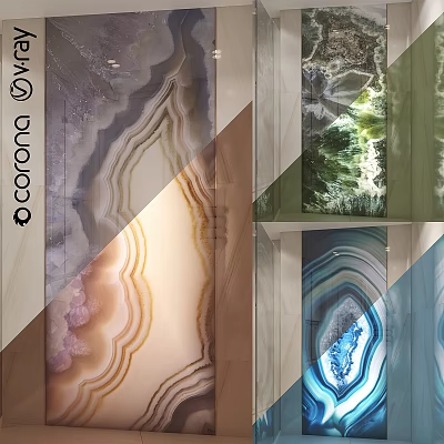 Agate Texture Decorative Components For Interior Design With Colorful Layered Patterns 3d model