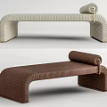 Modern Striped Ottoman Furniture In Beige And Brown Colors For Home Decor