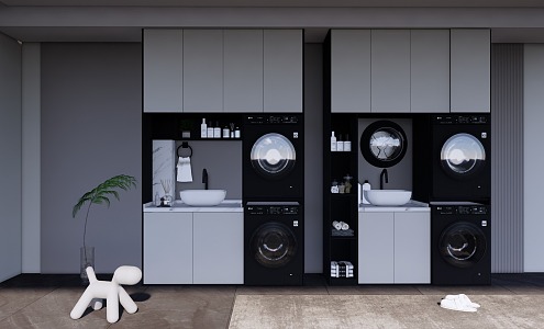 Household appliances combination washer dryer 3d model