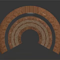 Detailed Semicircular Brick Building Model With Multi level Seating And Circular Opening