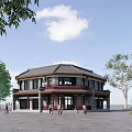 Chinese-style Ancient Building Shops 3d model