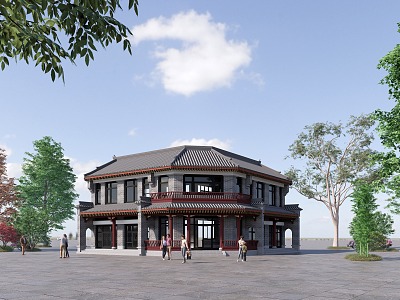 Chinese-style Ancient Building Shops 3d model