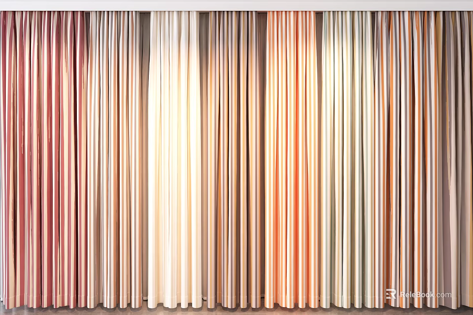 Various Colored Modern Curtains For Home Window Decor And Interior Design 3d model 