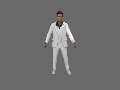 Game and Movie Character in White Suit with Black Shirt and Glasses 3D Model Design 3d model
