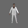 Game and Movie Character in White Suit with Black Shirt and Glasses 3D Model Design