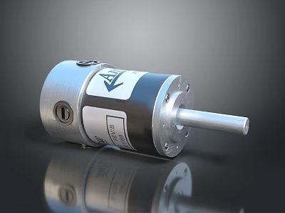 Cylindrical Metal Mechanical Device With Silver Housing Black Section And Shaft 3d model