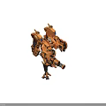 Yellow Mechanical Warrior Creature With Heavy Gun Blue Head Modules And Armor