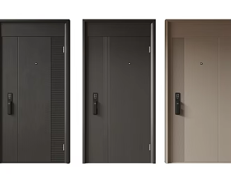 Modern Minimalist Entry Door Middle Ancient Anti-theft Door Top Single Door Sub-mother Door Password Door 3d model