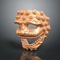 Decorative Copper Mask With Intricate Spiral Patterns And Ornate Carvings Details