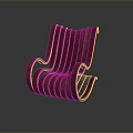 Modern Wooden Stool With Unique Curved Design And Striped Planks Armrests