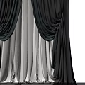 Layered Dark Gray Curtains With White Inner Layer For Elegant Home Decor 3d model