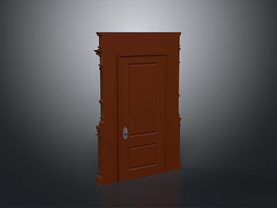 Traditional Brown Architectural Building Door With Decorative Frame And Details 3d model