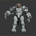 Muscular Bear Character In Shiny Silver Armor As Fantasy Warrior With Metallic Build