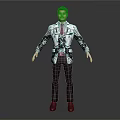 Man Standing In Gray Background With Patterned Jacket Red Tie Brown Pants And Red Shoes 3d model