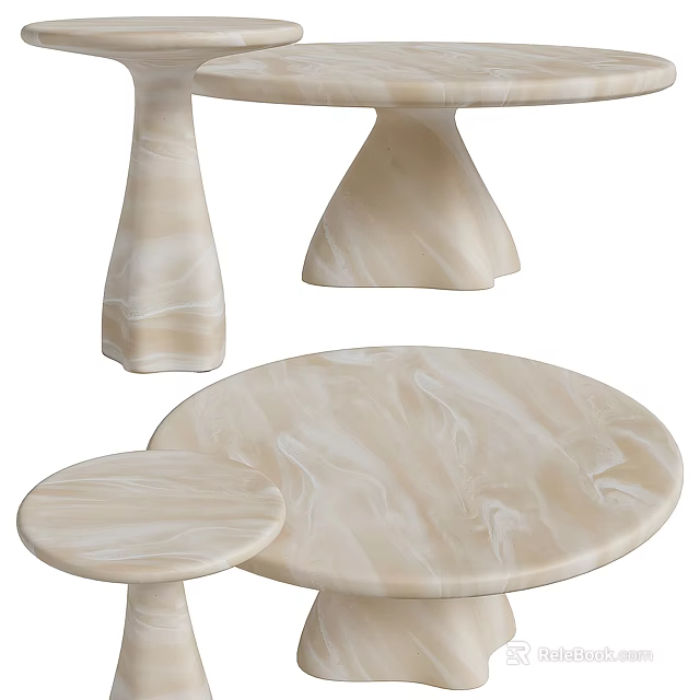 Modern Nested Circular Marble Coffee Table Set With Smooth Surface For Home Living Room 3d model