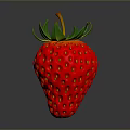 Juicy Fresh Ripe Red Strawberry With Green Leaves On Black Background