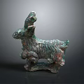 Ancient Bronze Rabbit Sculpture With Detailed Patina Texture And Artistic Design