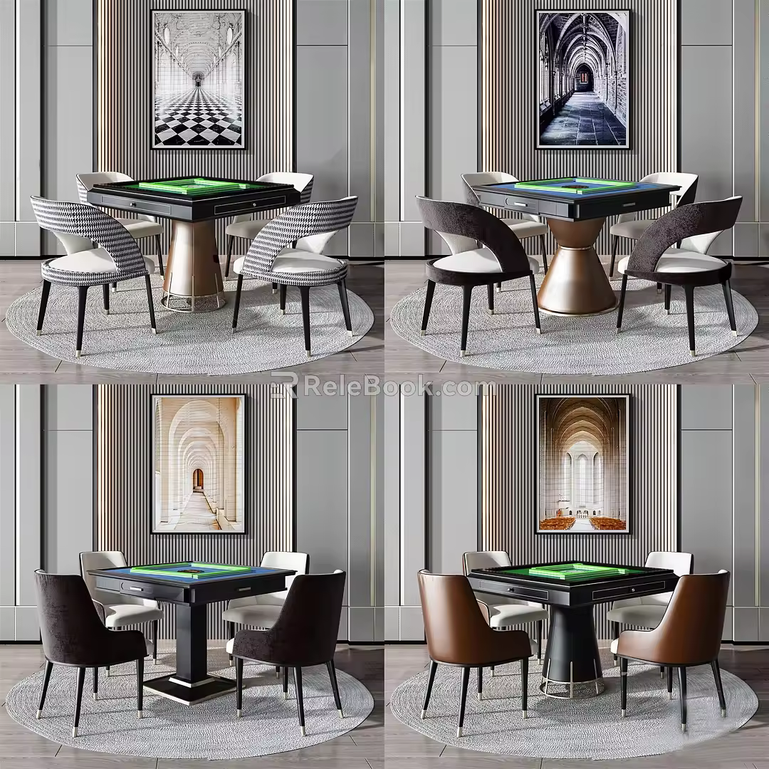 Modern Mahjong Table and Chair Mahjong Machine 3d model