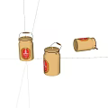 Yellow Storage Jars With Red Labels And Handles For Home Organization
