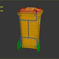 Yellow Mobile Waste Bin With Lid And Wheels For Industrial Environments