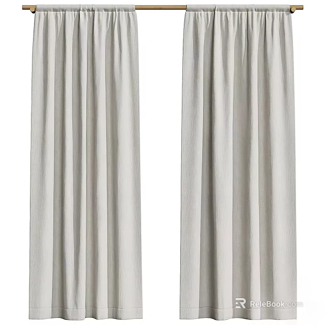 Light Gray Modern Curtains With Soft Linen Fabric And Elegant Draped Design 3d model 