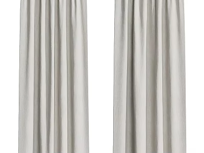 Light Gray Modern Curtains With Soft Linen Fabric And Elegant Draped Design 3d model