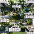 Modern Residential Landscape With High Rise Buildings Lush Gardens And Green Spaces
