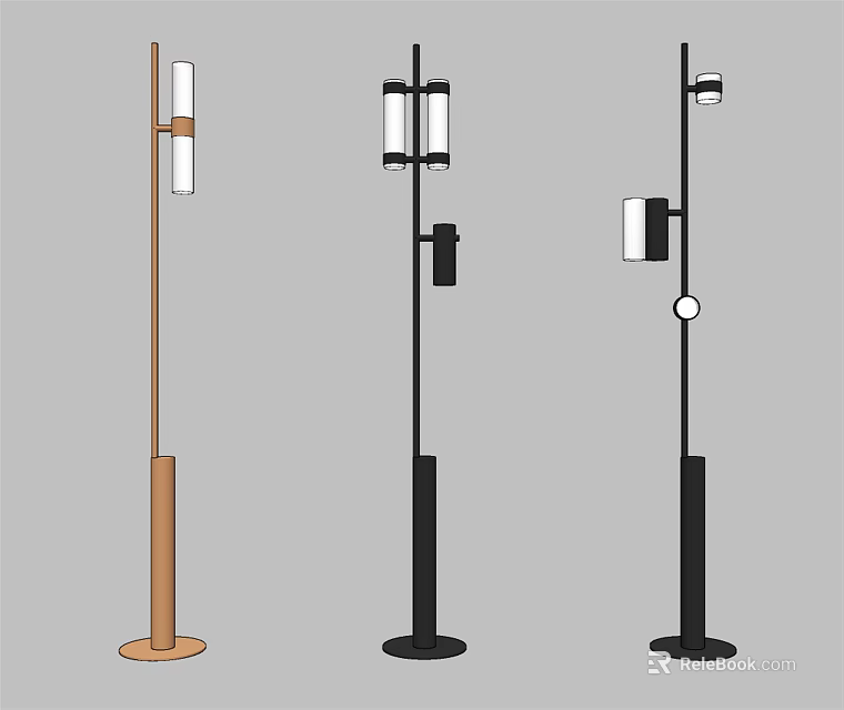 Modern Floor Lamps In Three Different Design Styles For Interior Spaces 3d model