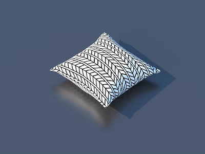 Black And White Herringbone Pattern Square Decorative Pillow For Home Decoration 3d model