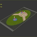 Game and Movie Characters on Green Baseball Field with Pitcher Batter and Runners in Positions