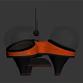 Futuristic Equipment with Transparent Hemispheres Red Main Body Black Supporting Legs and Top Antenna