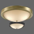 Modern Flush Mount Ceiling Lights With Brass And Black Frames And White Shades 3d model