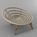 Modern Spiral Woven Single Chair With Golden Metal Legs Design